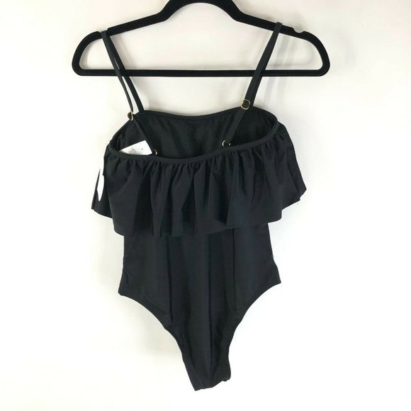 Sugar Coast by Lolli Swim One Piece Swimsuit Ruffle Stretch Black Size S - Picture 2 of 3